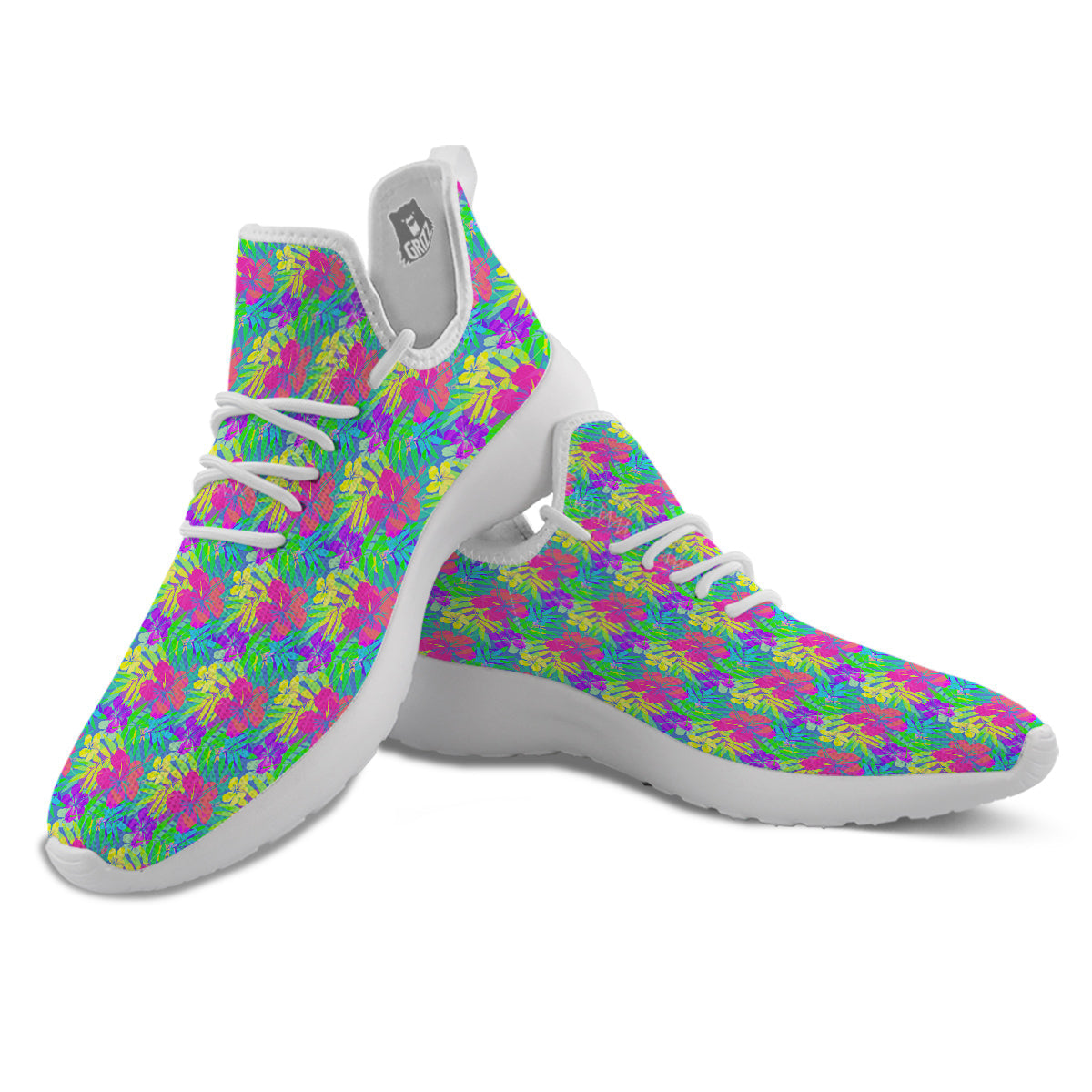 Frangipani Colorful Print Pattern White Athletic Shoes-grizzshop