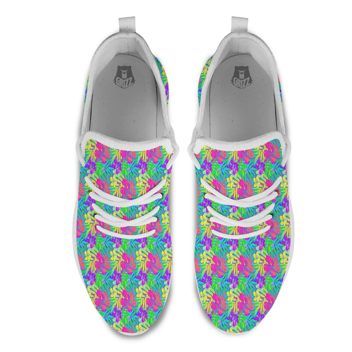 Frangipani Colorful Print Pattern White Athletic Shoes-grizzshop