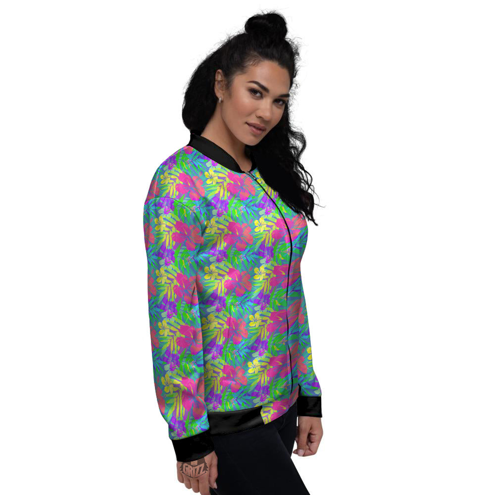 Frangipani Colorful Print Pattern Women's Bomber Jacket-grizzshop