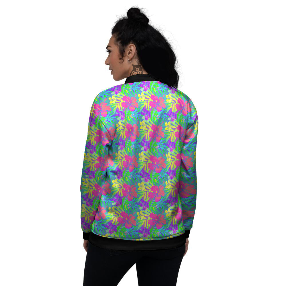 Frangipani Colorful Print Pattern Women's Bomber Jacket-grizzshop