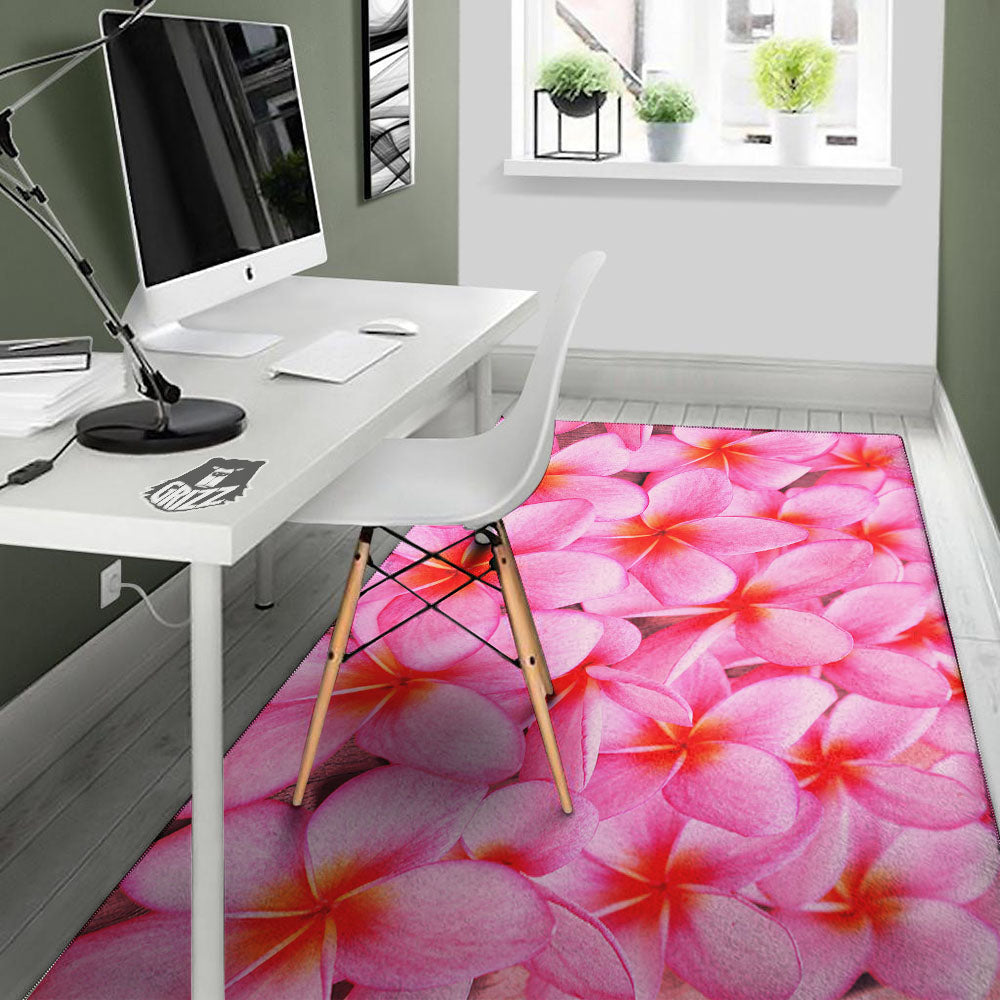 Frangipani Flower Pink Print Floor Mat-grizzshop