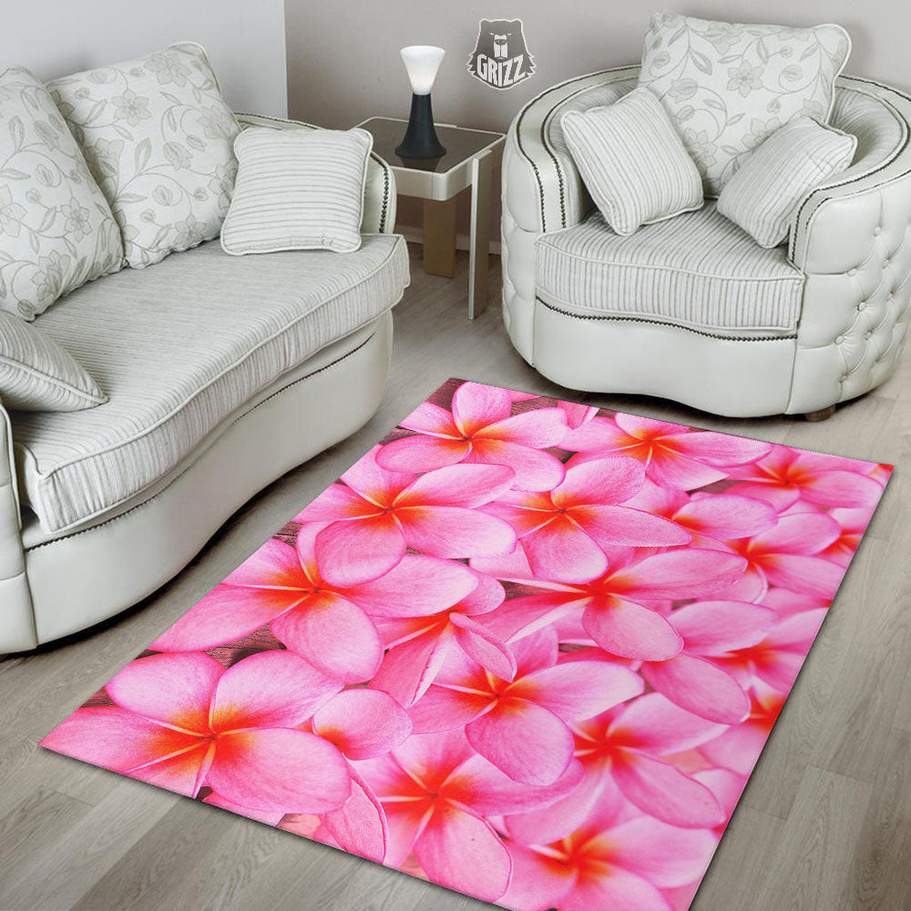 Frangipani Flower Pink Print Floor Mat-grizzshop