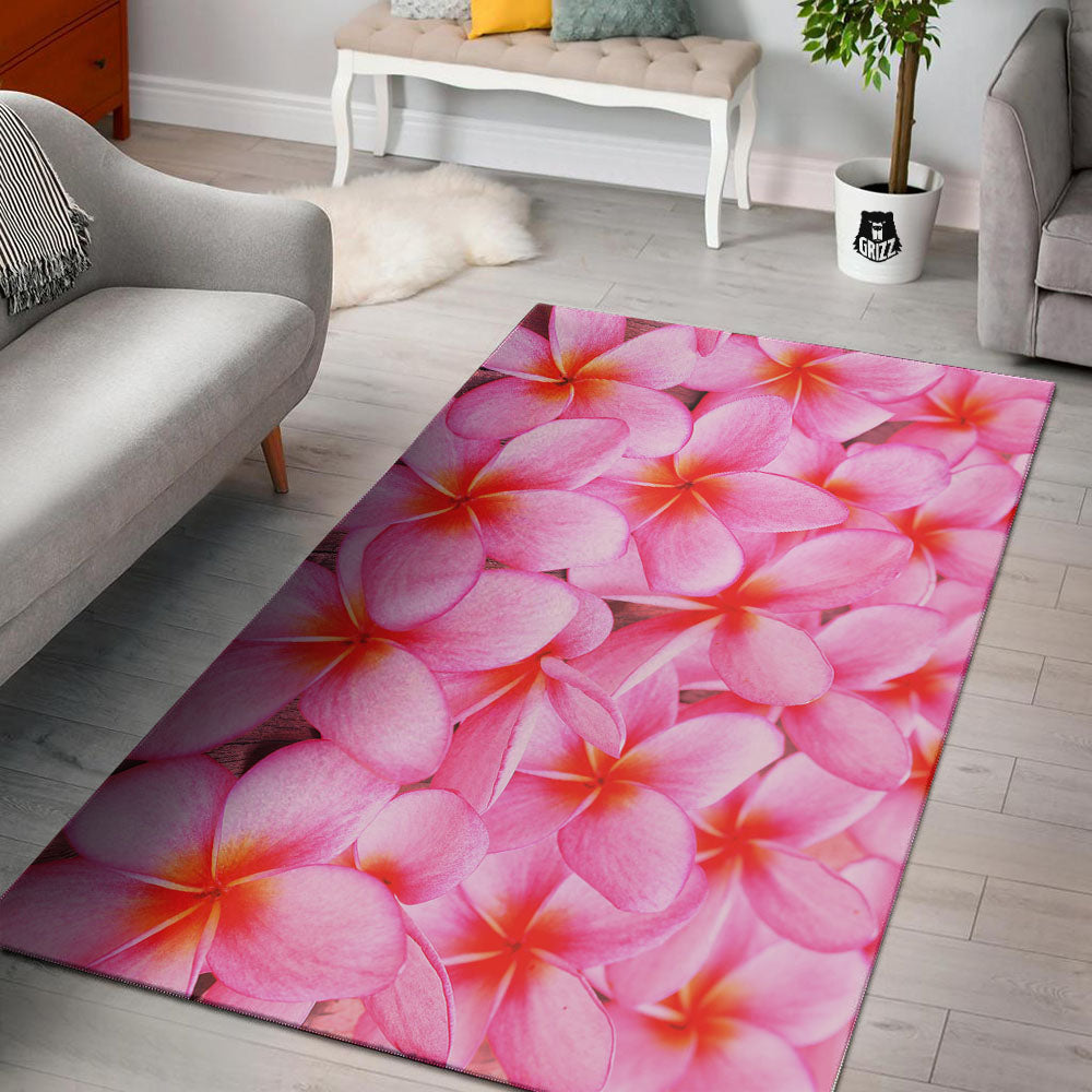 Frangipani Flower Pink Print Floor Mat-grizzshop
