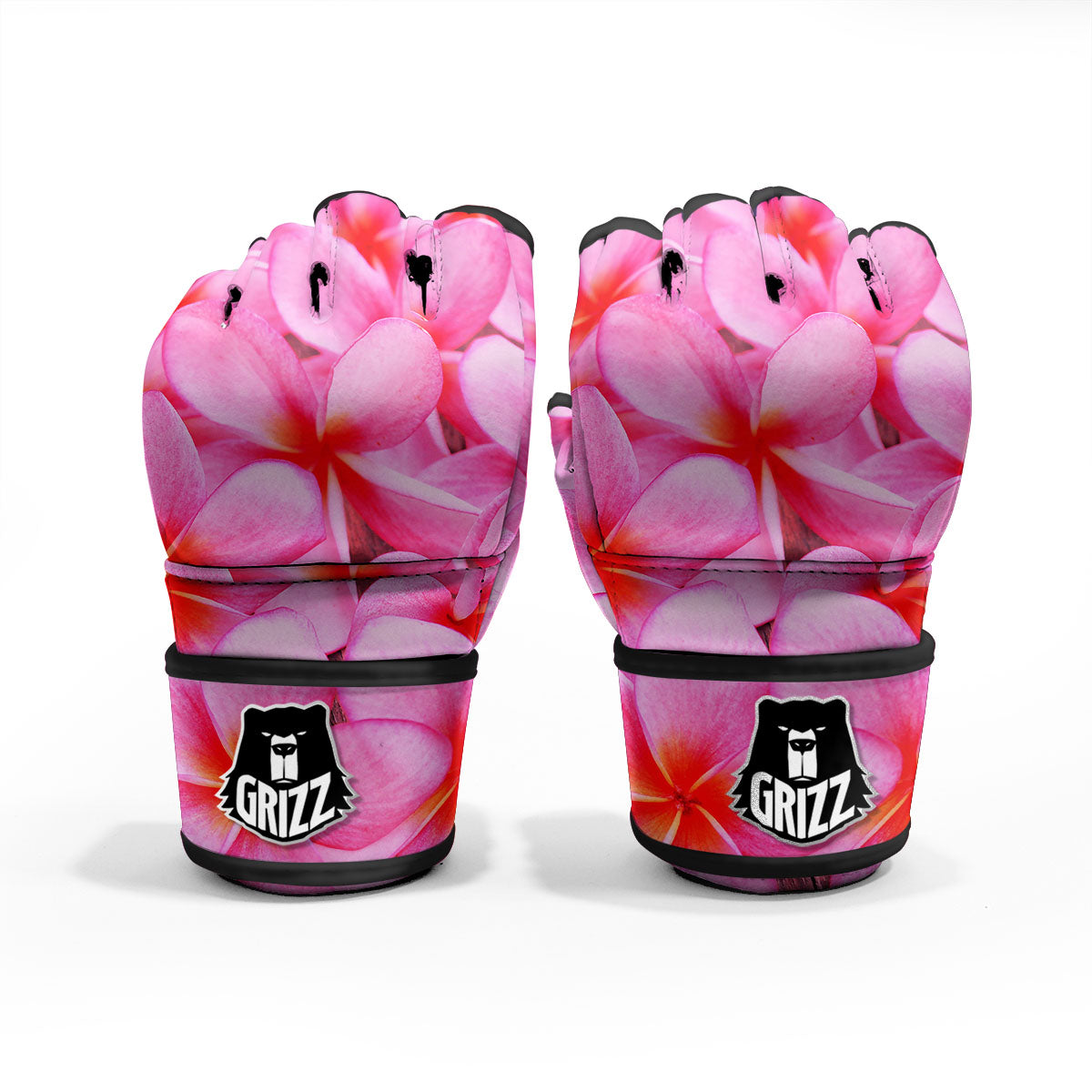 Frangipani Flower Pink Print MMA Gloves-grizzshop