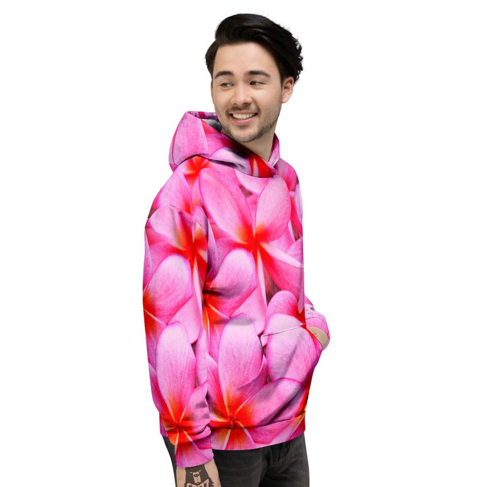 Frangipani Flower Pink Print Men's Hoodie-grizzshop