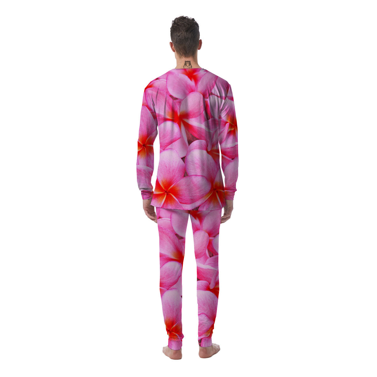 Frangipani Flower Pink Print Men's Pajamas-grizzshop