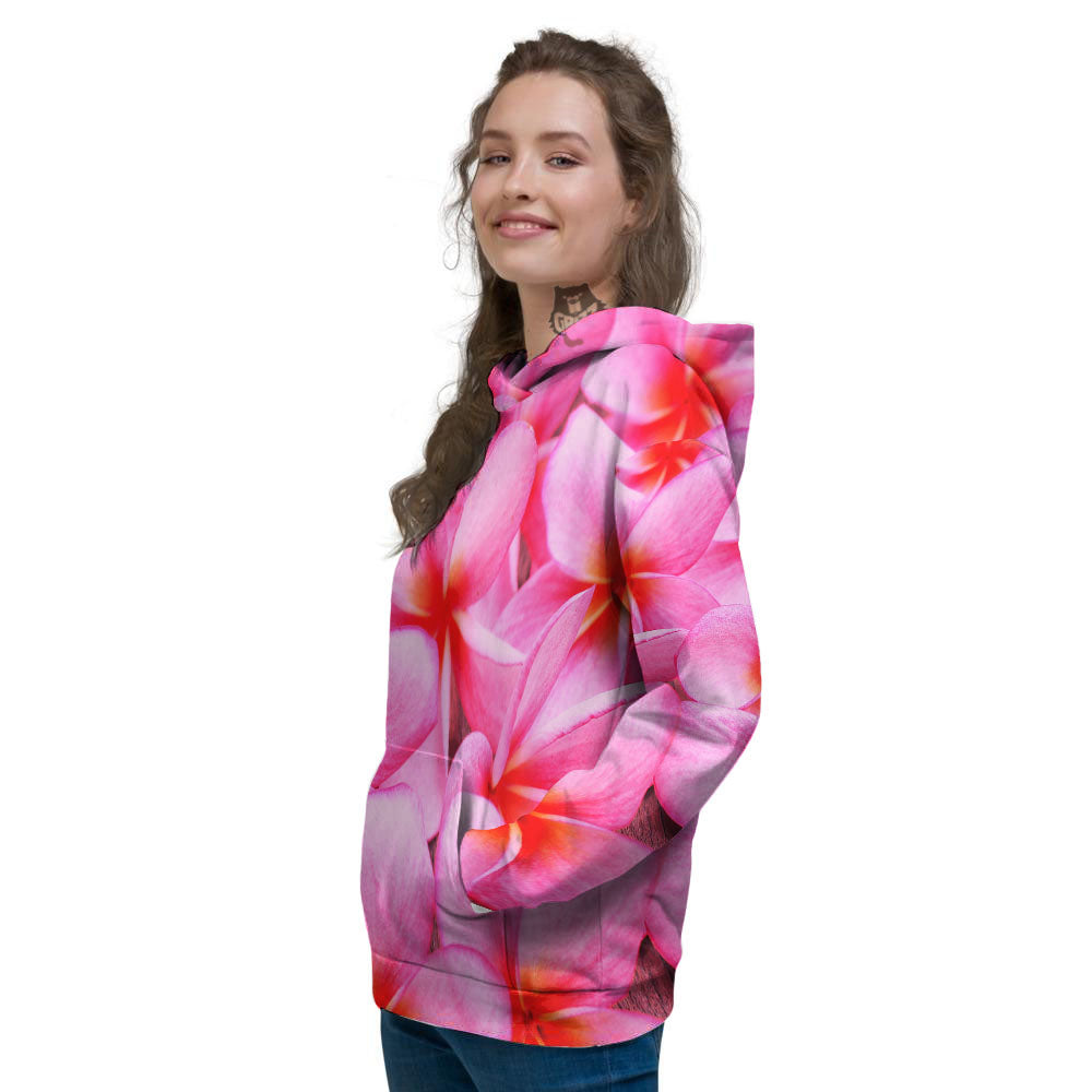 Frangipani Flower Pink Print Women's Hoodie-grizzshop