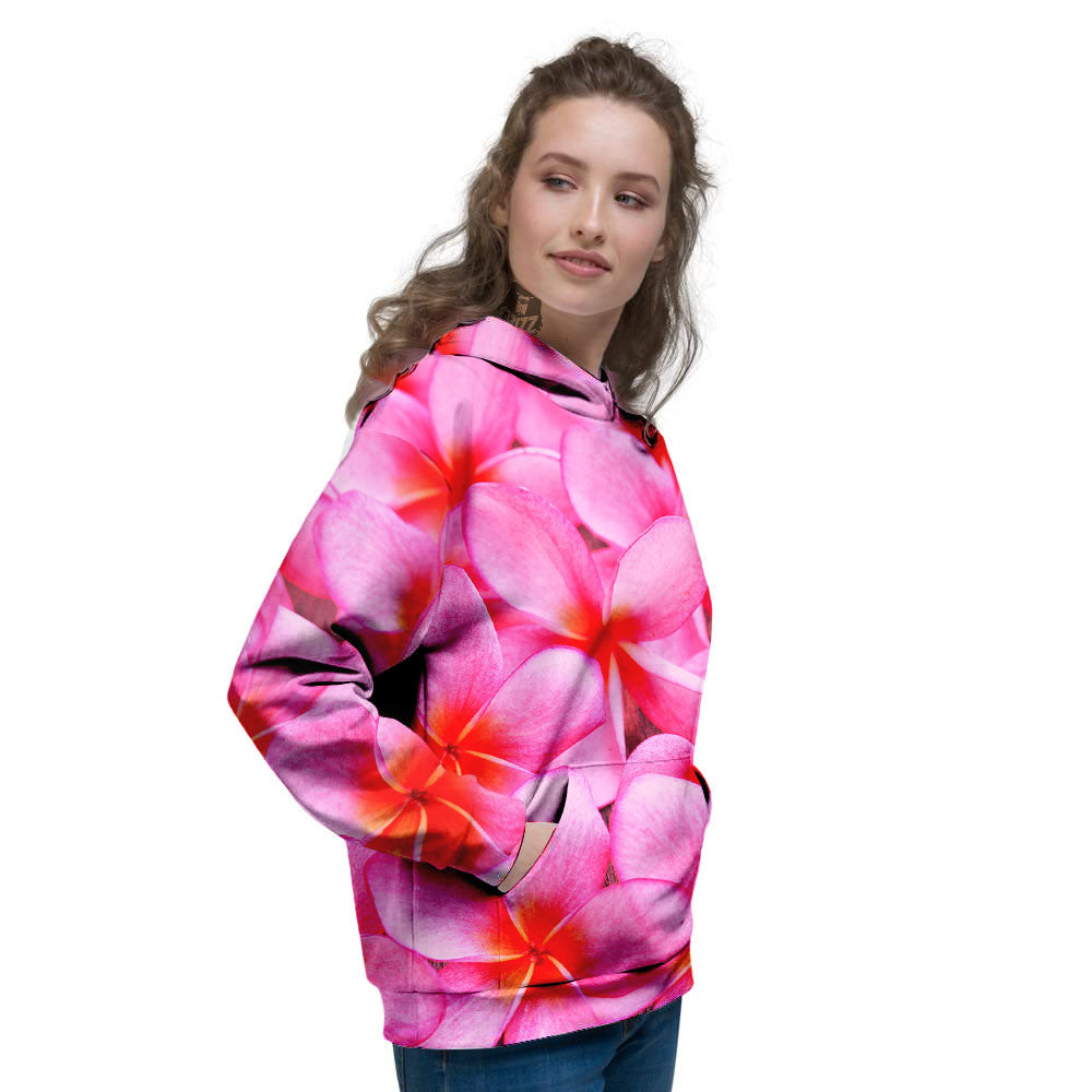 Frangipani Flower Pink Print Women's Hoodie-grizzshop