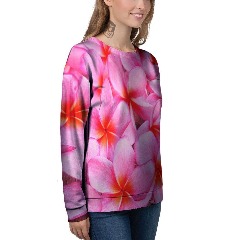 Frangipani Flower Pink Print Women's Sweatshirt-grizzshop