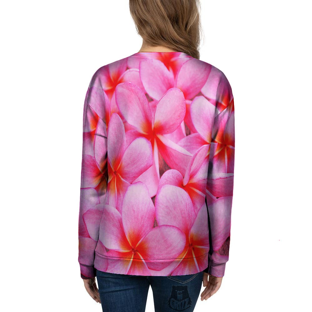 Frangipani Flower Pink Print Women's Sweatshirt-grizzshop
