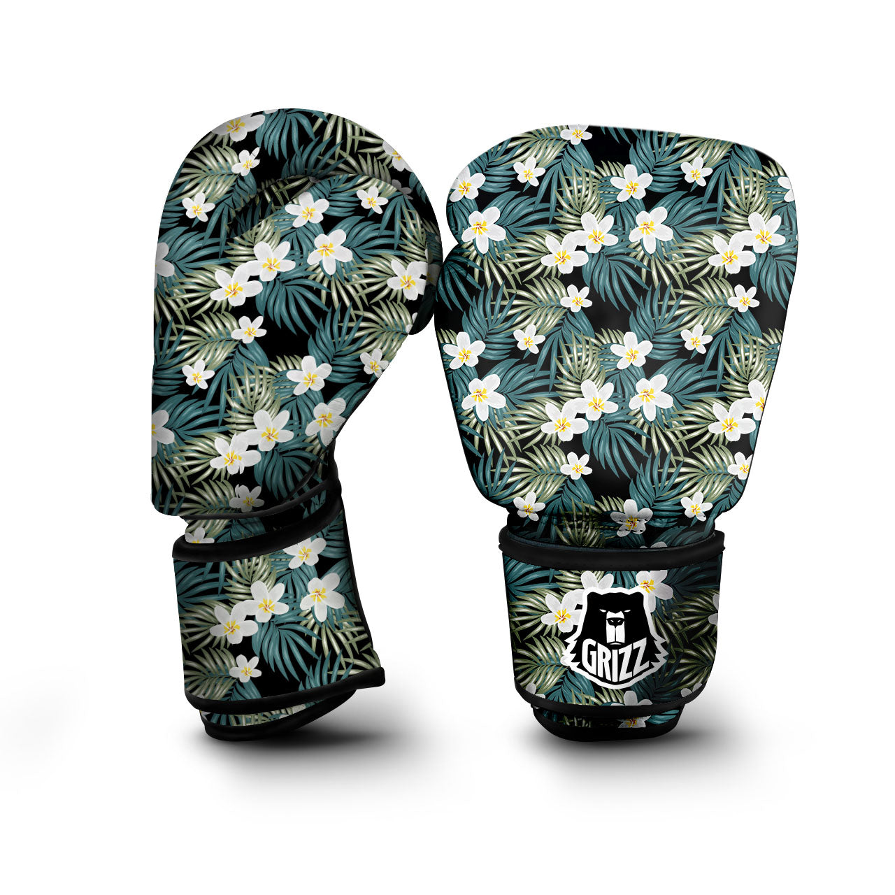 Frangipani Flower Print Pattern Boxing Gloves-grizzshop