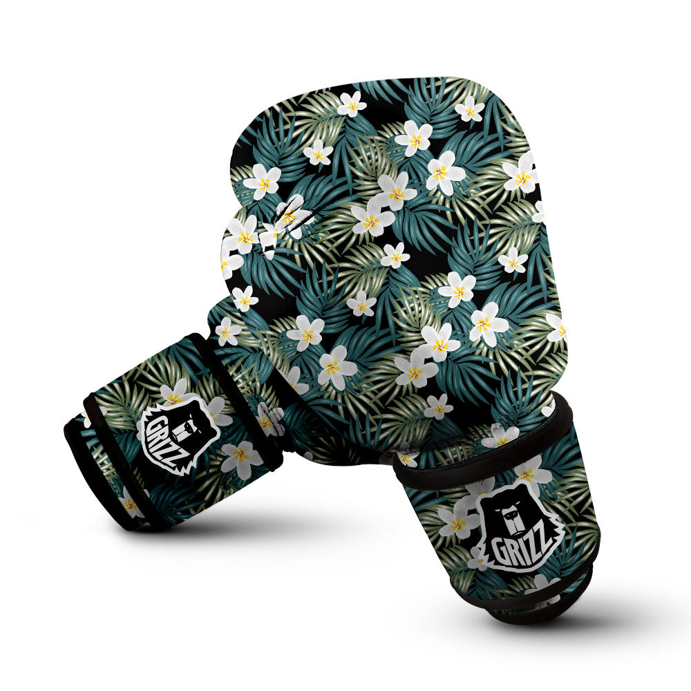Frangipani Flower Print Pattern Boxing Gloves-grizzshop