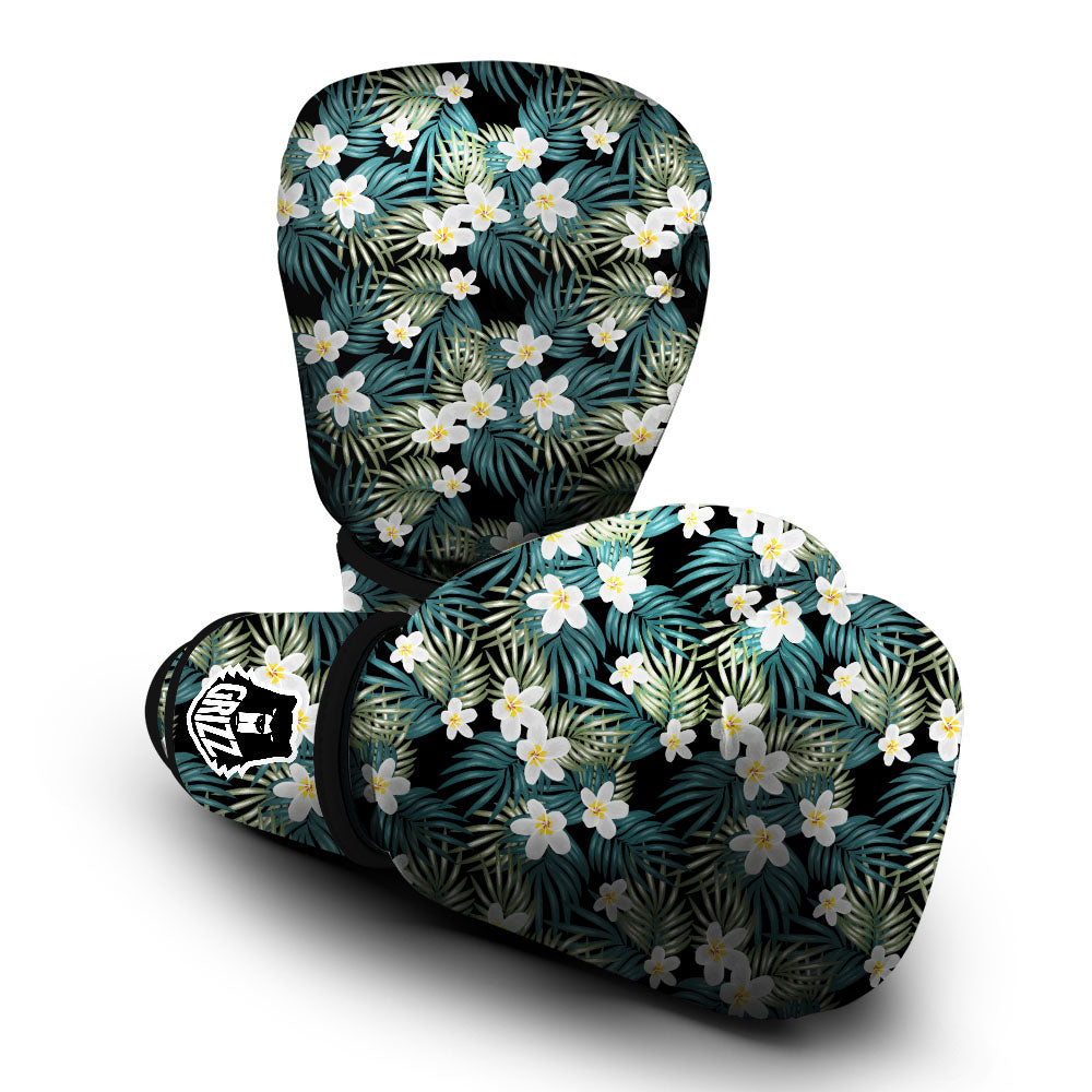 Frangipani Flower Print Pattern Boxing Gloves-grizzshop