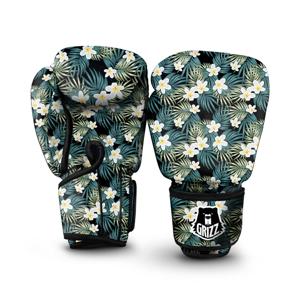 Frangipani Flower Print Pattern Boxing Gloves-grizzshop