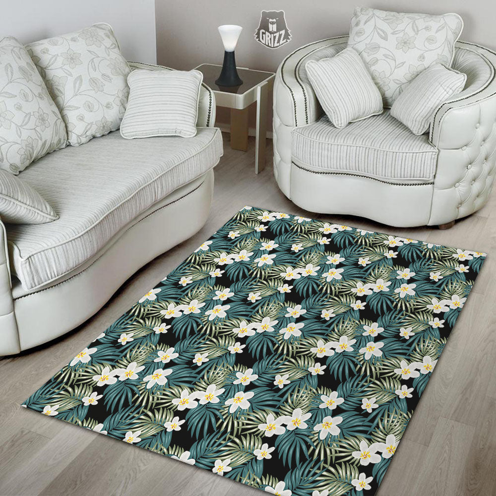 Frangipani Flower Print Pattern Floor Mat-grizzshop
