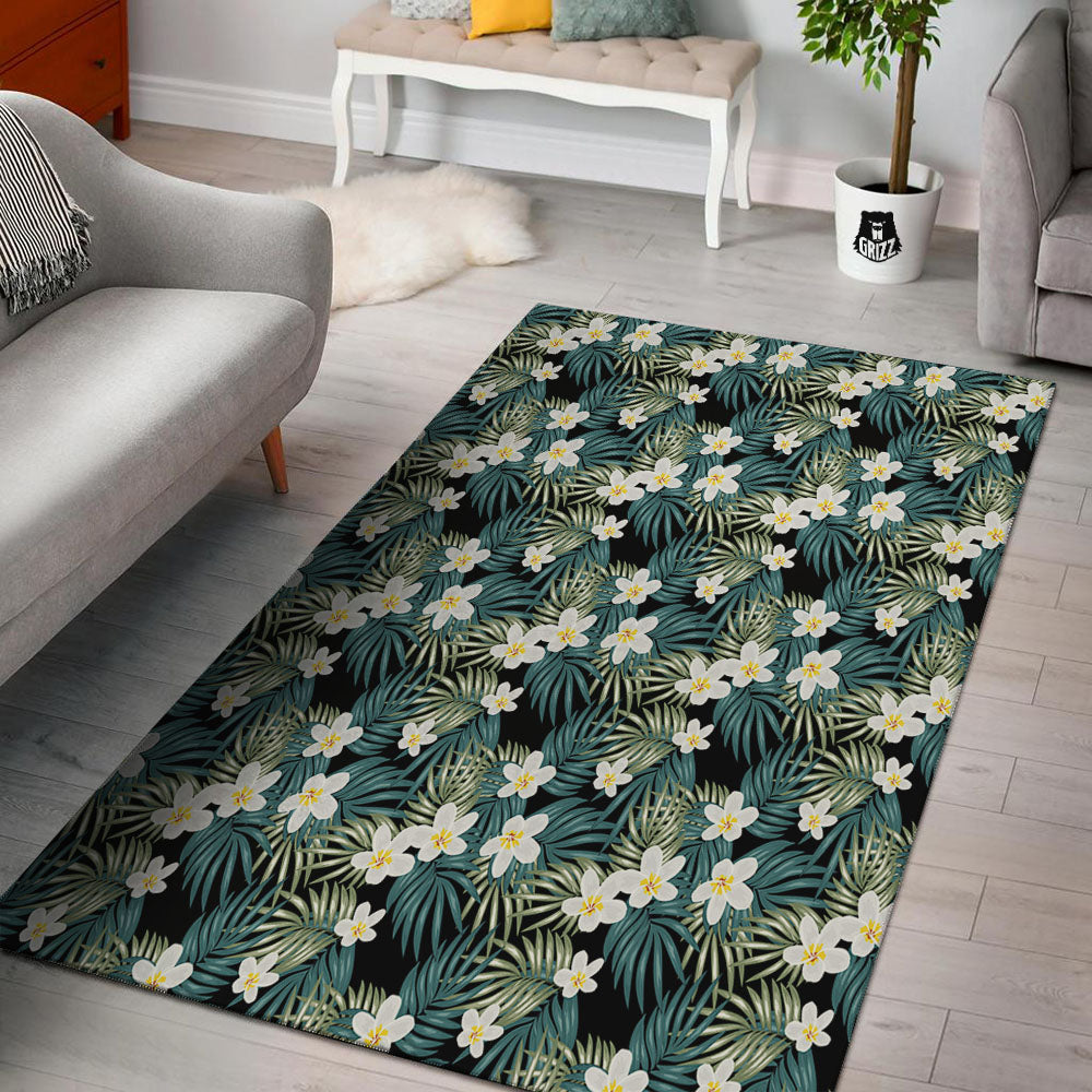Frangipani Flower Print Pattern Floor Mat-grizzshop