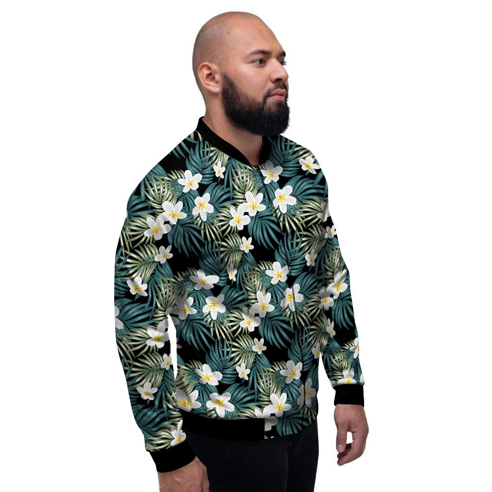 Frangipani Flower Print Pattern Men's Bomber Jacket-grizzshop