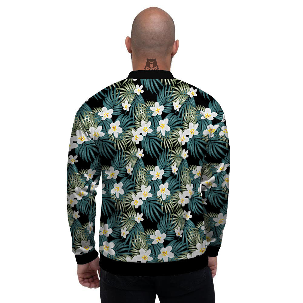 Frangipani Flower Print Pattern Men's Bomber Jacket-grizzshop