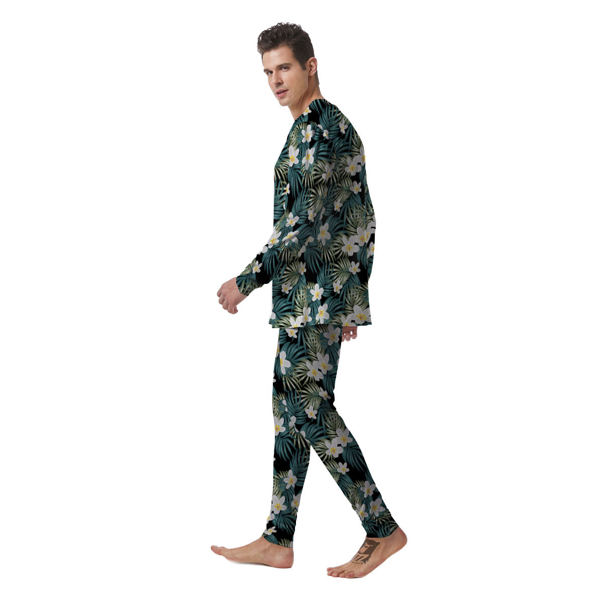 Frangipani Flower Print Pattern Men's Pajamas-grizzshop