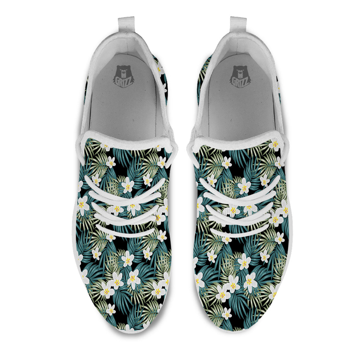 Frangipani Flower Print Pattern White Athletic Shoes-grizzshop
