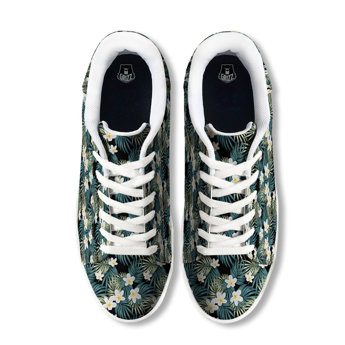 Frangipani Flower Print Pattern White Low Top Sneakers-grizzshop