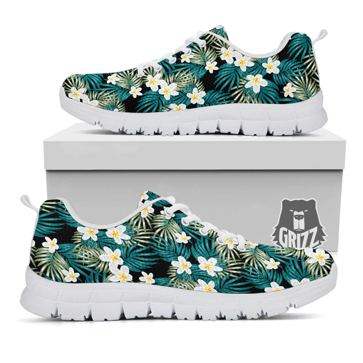 Frangipani Flower Print Pattern White Sneaker-grizzshop