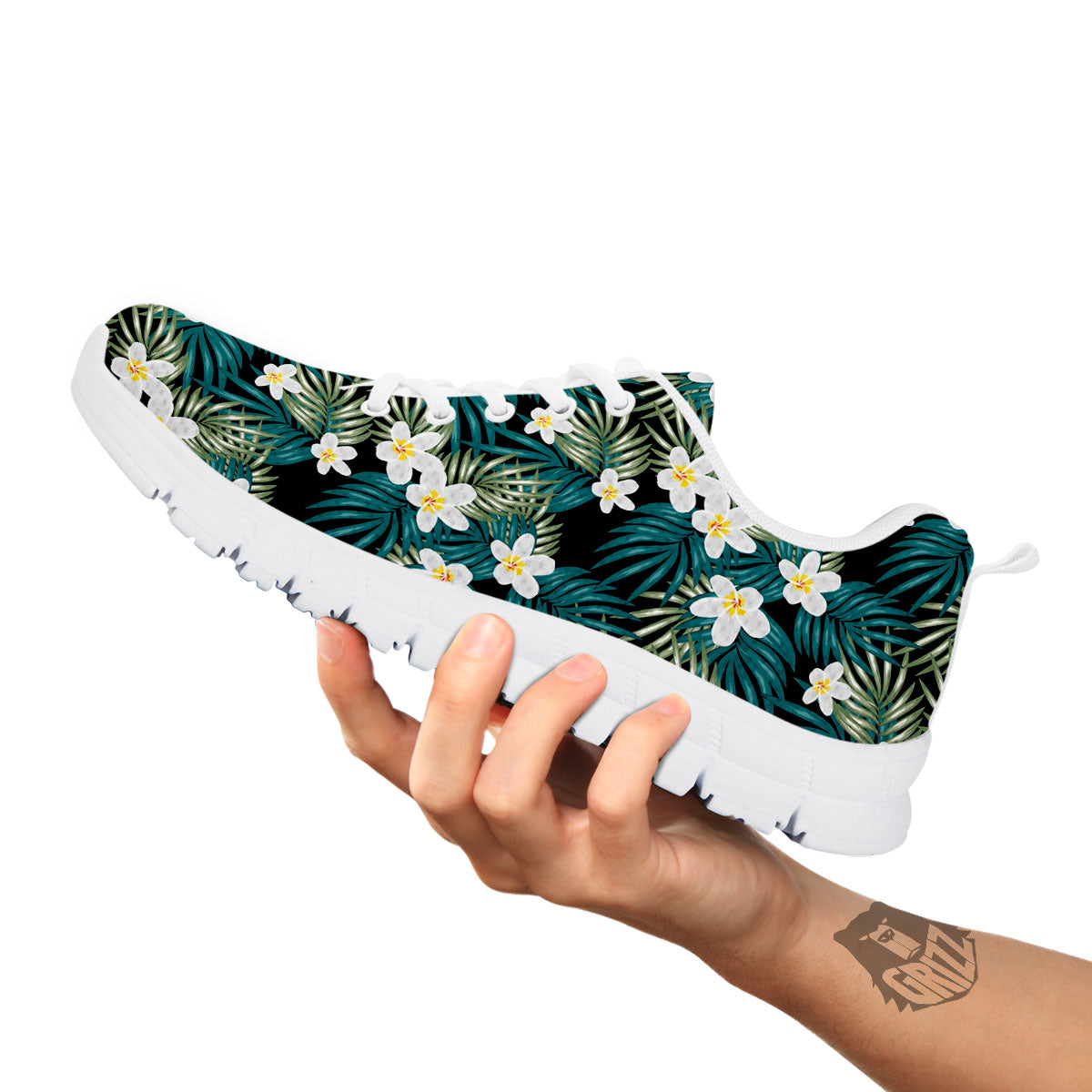 Frangipani Flower Print Pattern White Sneaker-grizzshop