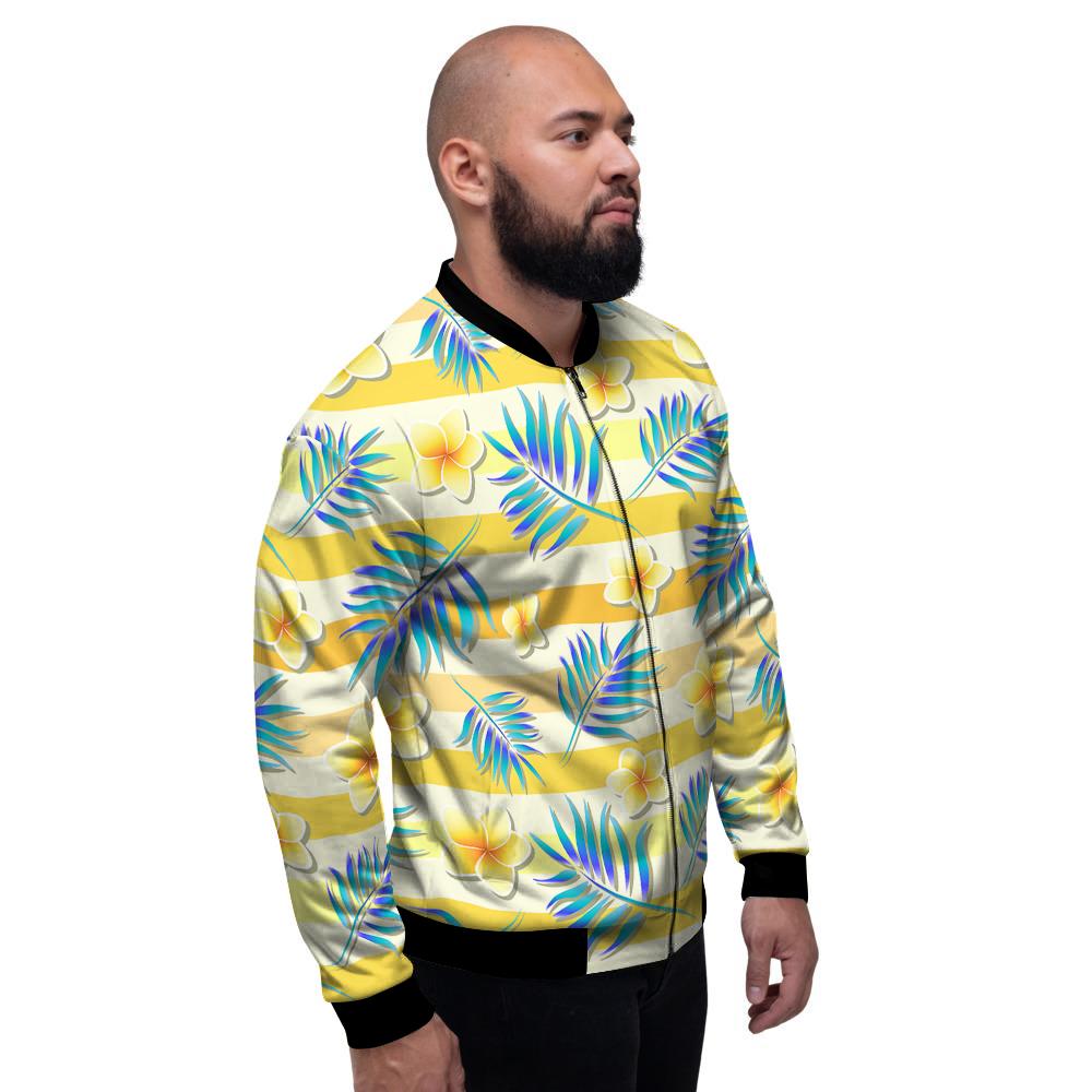 Frangipani Yellow Print Pattern Men's Bomber Jacket-grizzshop