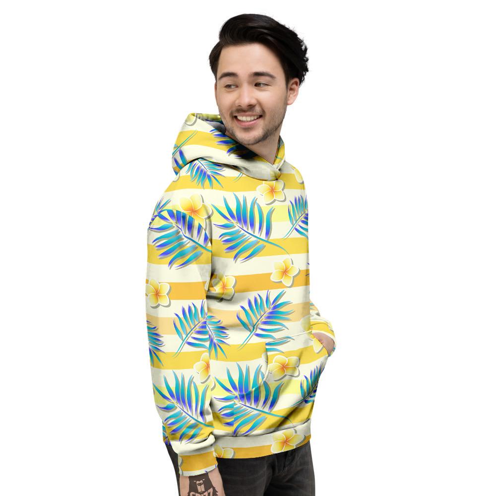 Frangipani Yellow Print Pattern Men's Hoodie-grizzshop