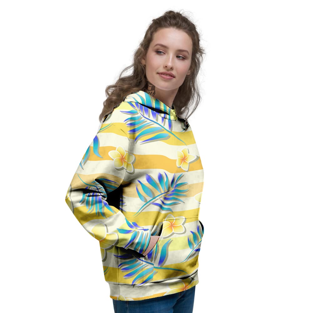 Frangipani Yellow Print Pattern Women's Hoodie-grizzshop
