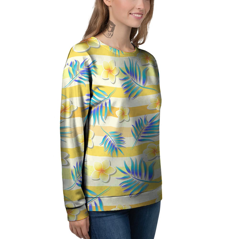 Frangipani Yellow Print Pattern Women's Sweatshirt-grizzshop