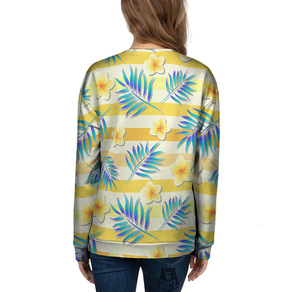 Frangipani Yellow Print Pattern Women's Sweatshirt-grizzshop