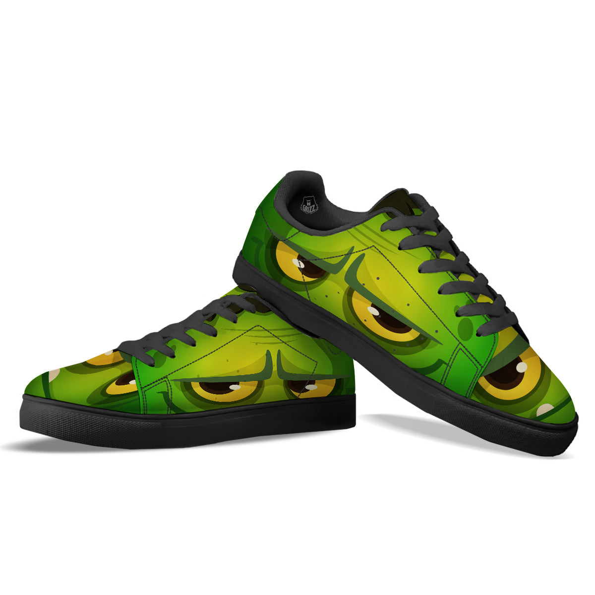 Frankenstein Face Cute Print Black Low Top Sneakers-grizzshop