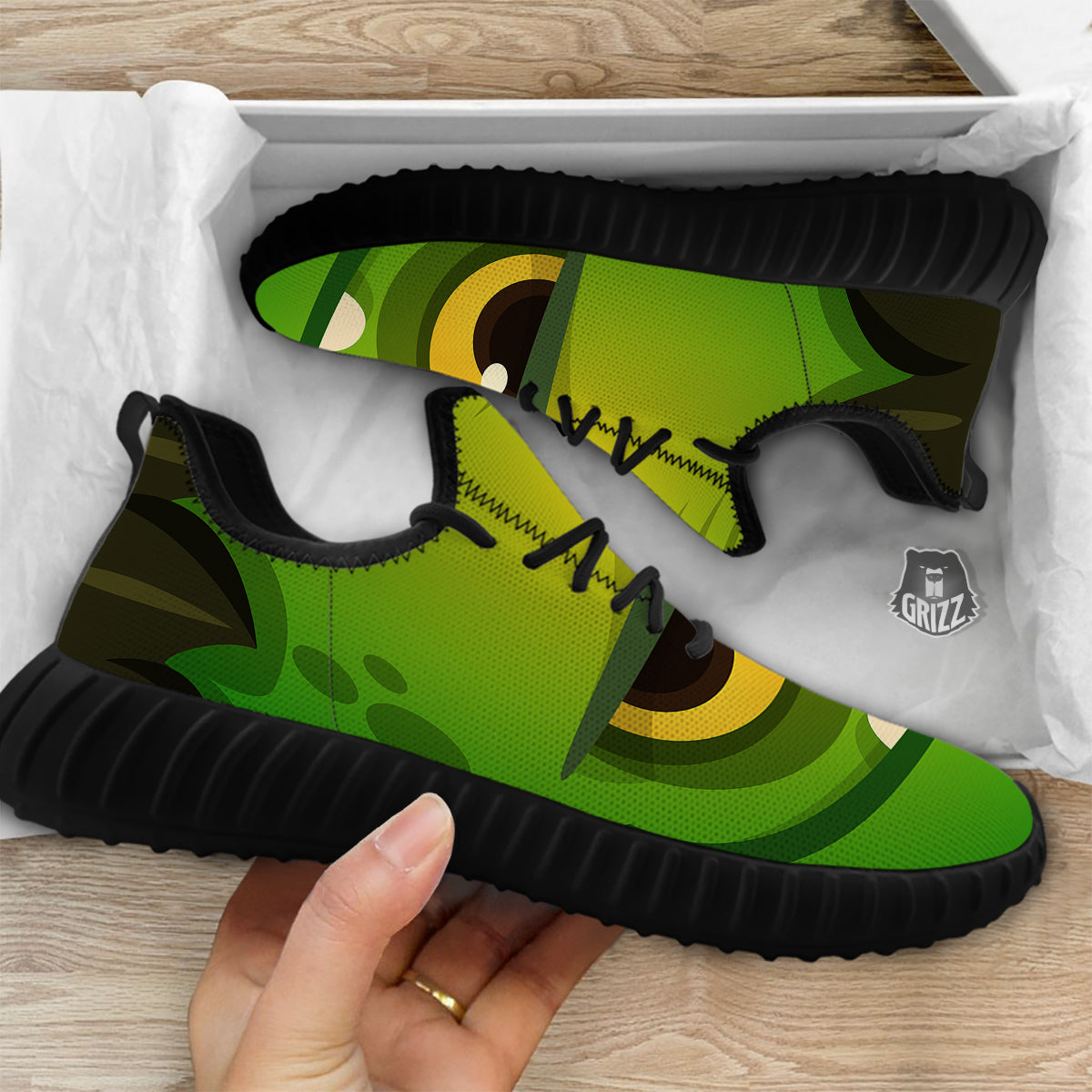 Frankenstein Face Cute Print Black Walking Shoes-grizzshop