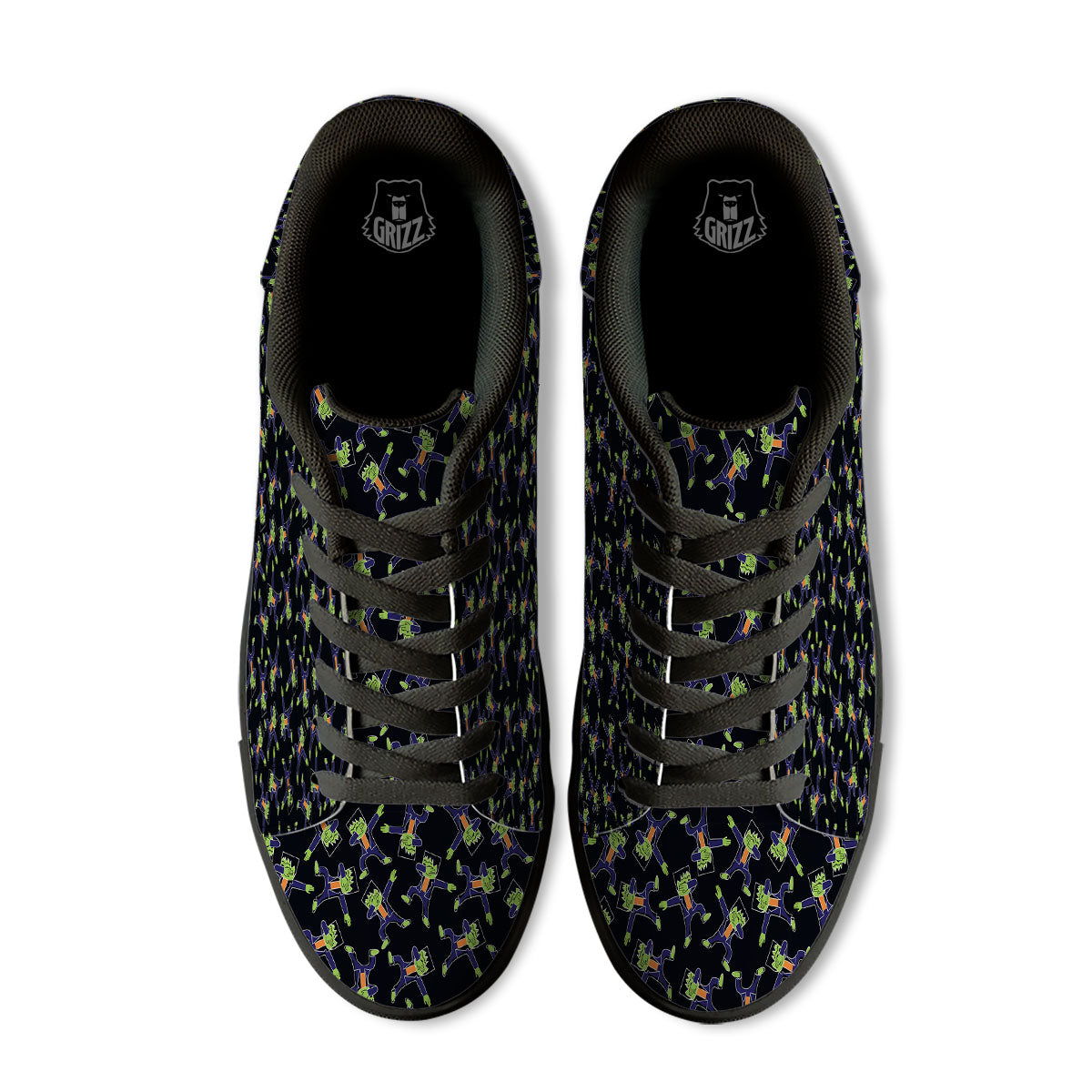 Frankenstein Halloween Print Pattern Black Low Top Sneakers-grizzshop