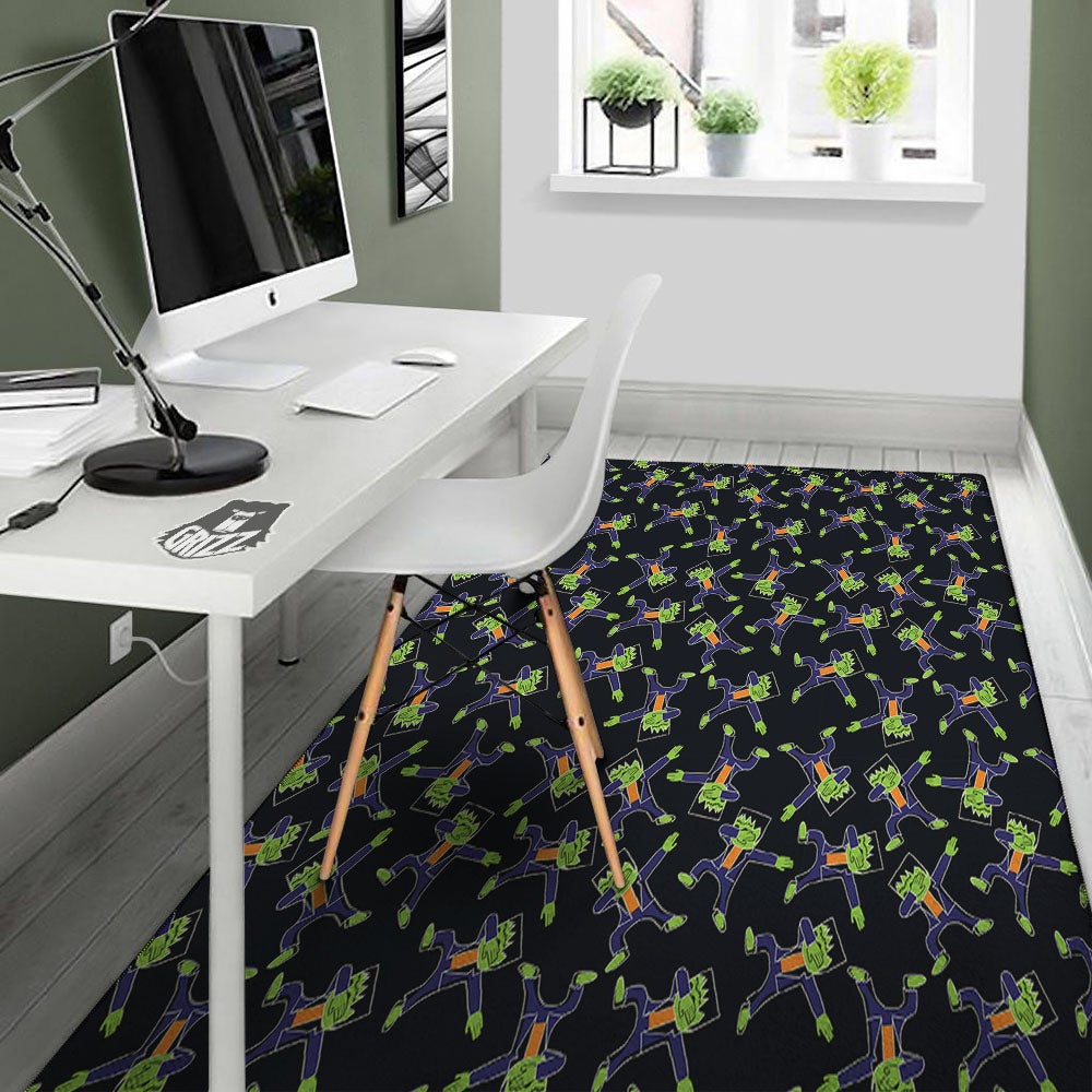Frankenstein Halloween Print Pattern Floor Mat-grizzshop