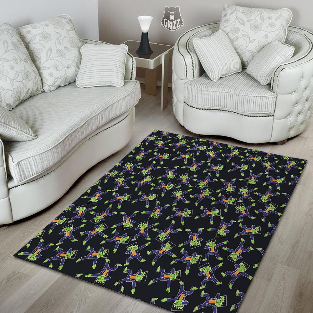 Frankenstein Halloween Print Pattern Floor Mat-grizzshop