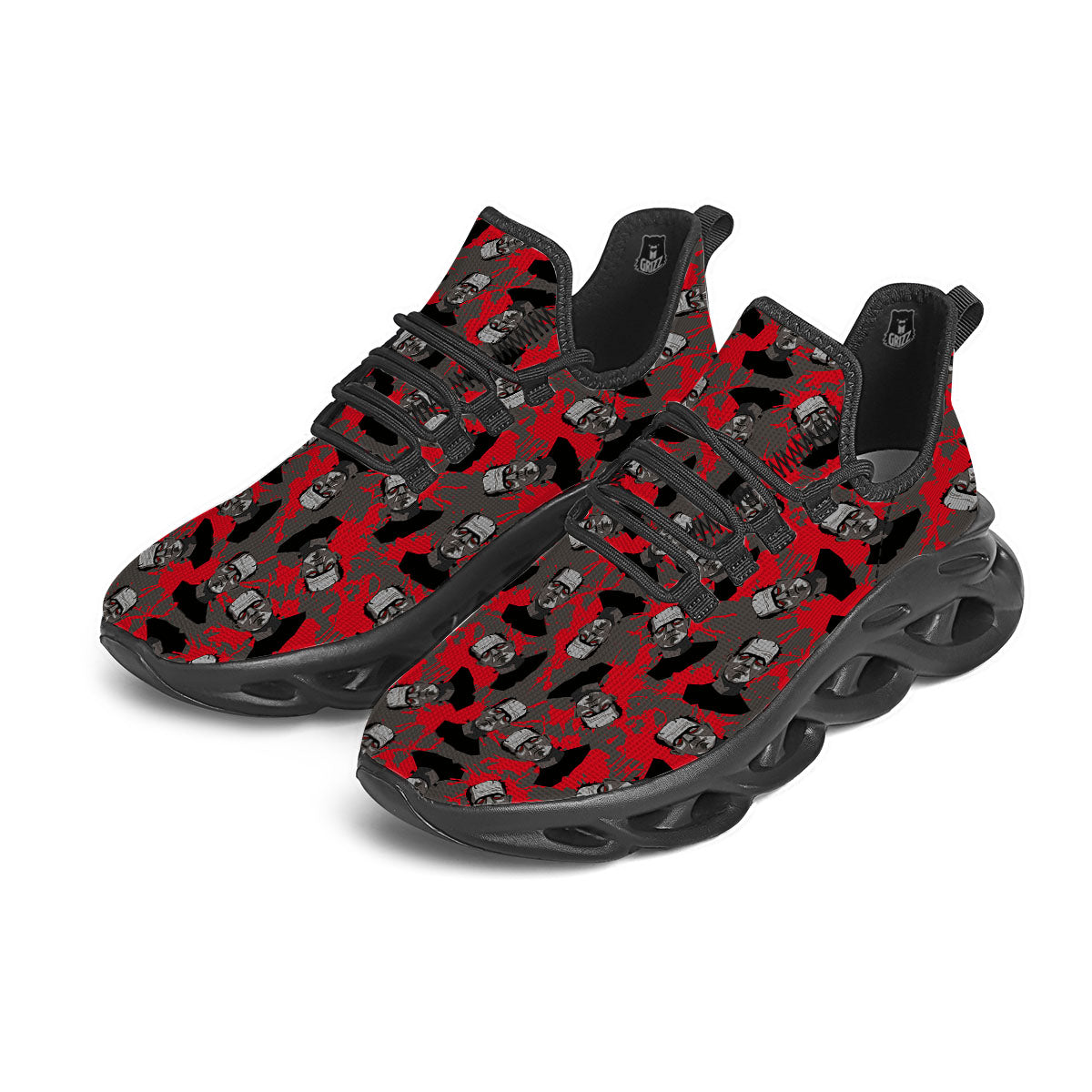 Frankenstein Horror Print Pattern Black Running Shoes-grizzshop