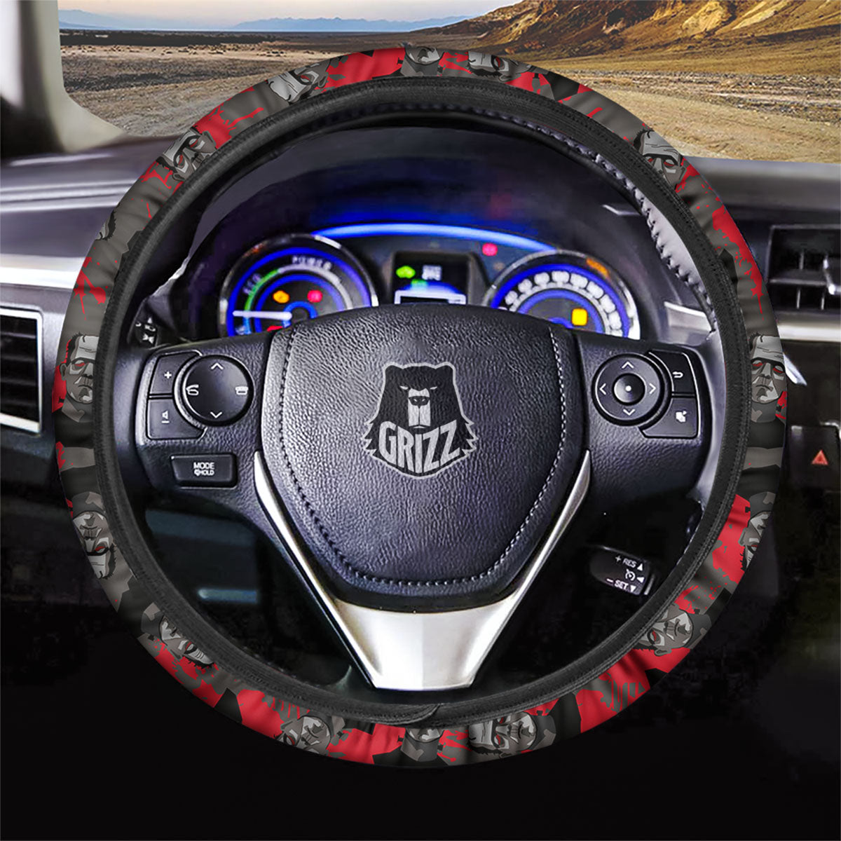 Frankenstein Horror Print Pattern Car Steering Wheel Cover-grizzshop