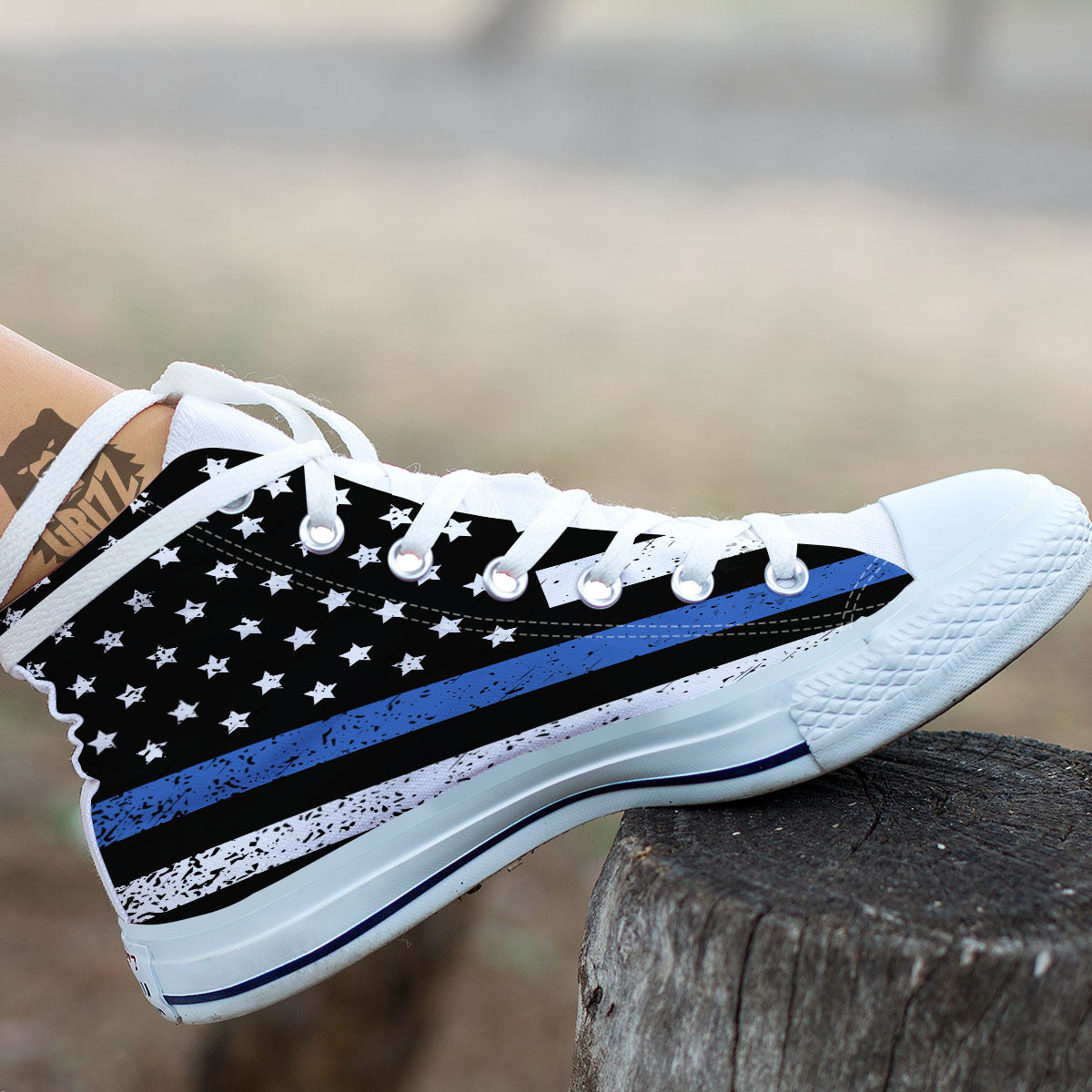 Freedom Life American Flag Print White High Top Shoes-grizzshop