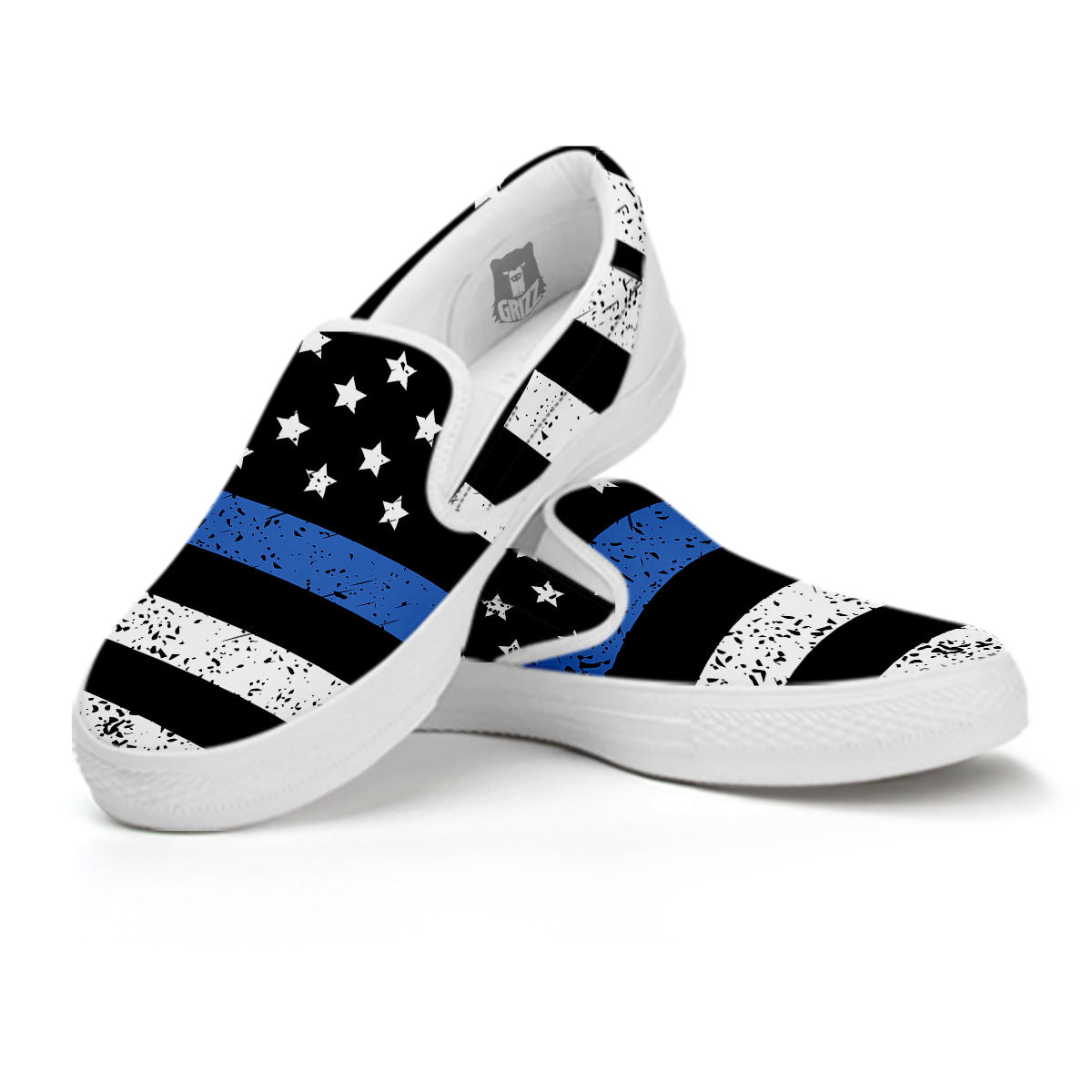 Freedom Life American Flag Print White Slip On Shoes-grizzshop