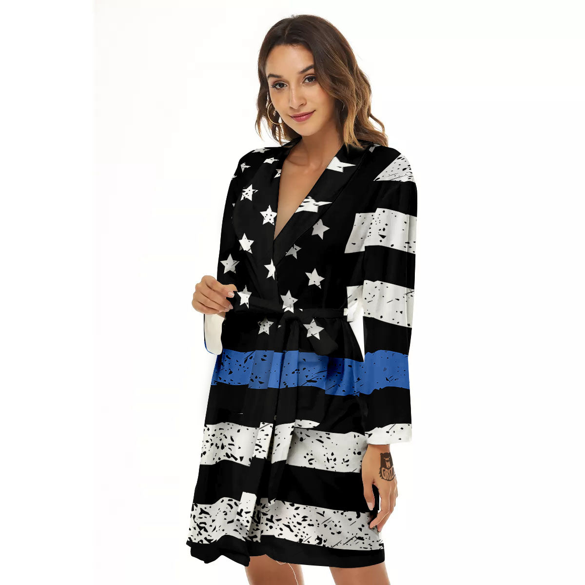 Freedom Life American Flag Print Women's Robe-grizzshop