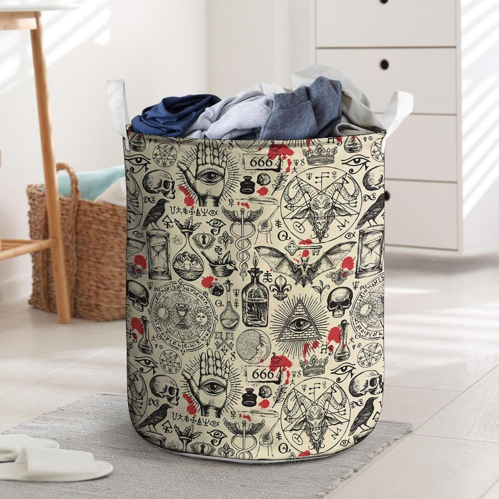 Freemason Satanic Gothic Witch Laundry Basket-grizzshop