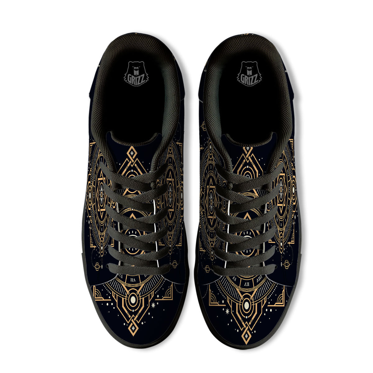 Freemasonry Masonic Eye Print Black Low Top Sneakers-grizzshop