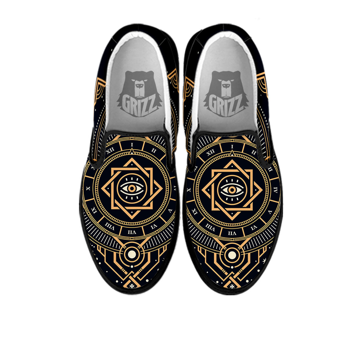 Freemasonry Masonic Eye Print Black Slip On Shoes-grizzshop
