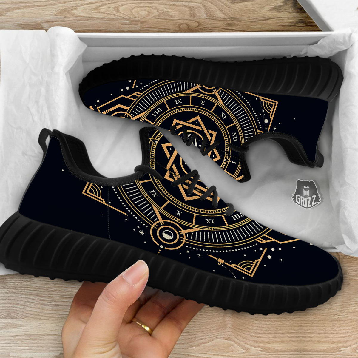 Freemasonry Masonic Eye Print Black Walking Shoes-grizzshop