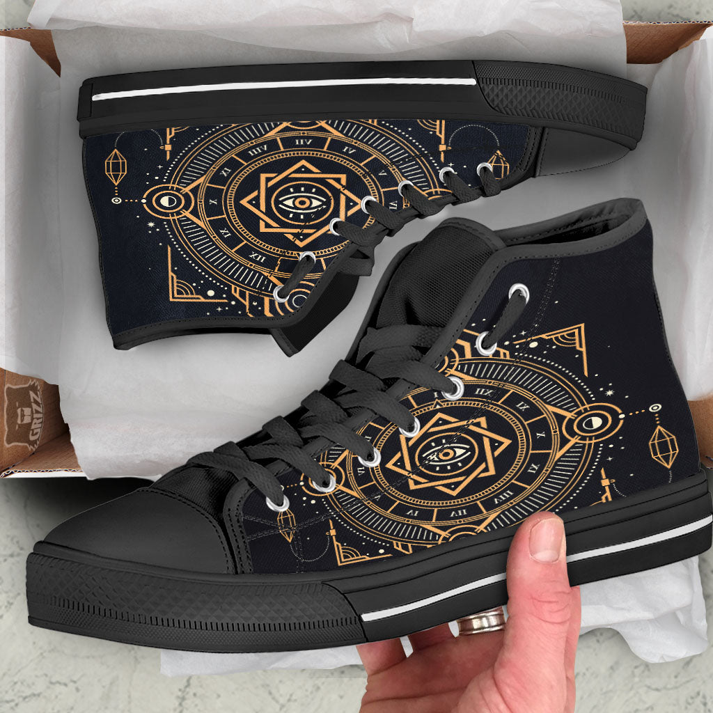 Freemasonry Masonic Eye Print High Top Shoes-grizzshop