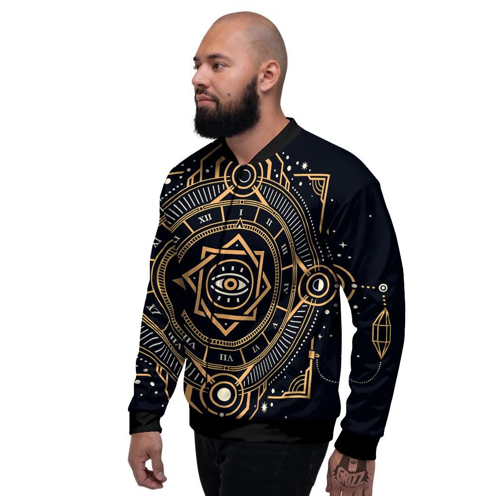 Freemasonry Masonic Eye Print Men's Bomber Jacket-grizzshop
