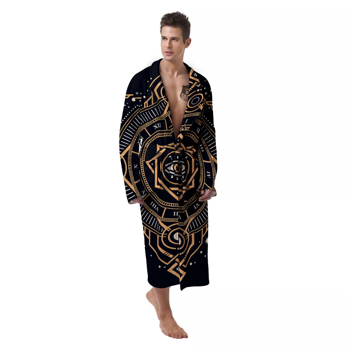 Freemasonry Masonic Eye Print Men's Robe-grizzshop