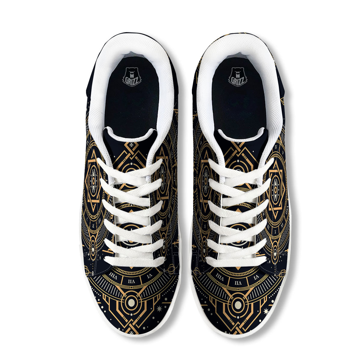 Freemasonry Masonic Eye Print White Low Top Sneakers-grizzshop